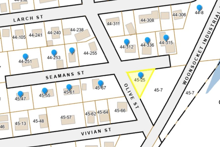 Seamans Street at Olive Street (Parcel ID 45-25), Woonsocket, RI